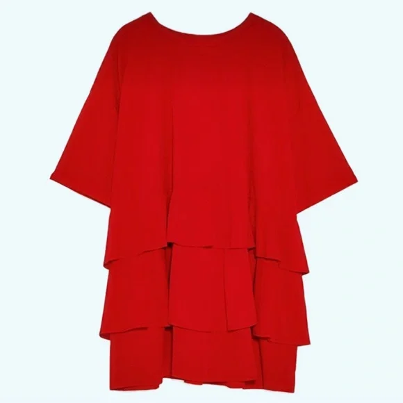 Zara Vibrant Red Ruffle Tunic - Picture 2 of 10